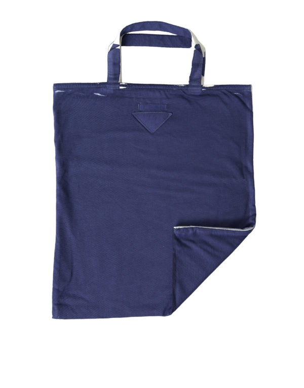 Blue Jersey Fabric Logo Shoulder Shopping Tote Shopping Bag