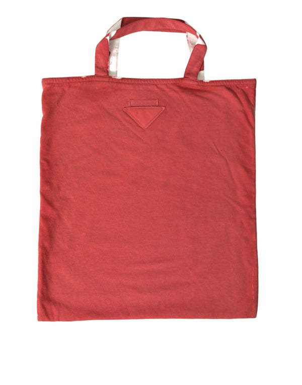 Red Jersey Fabric Logo Shoulder Shopping Tote Bag