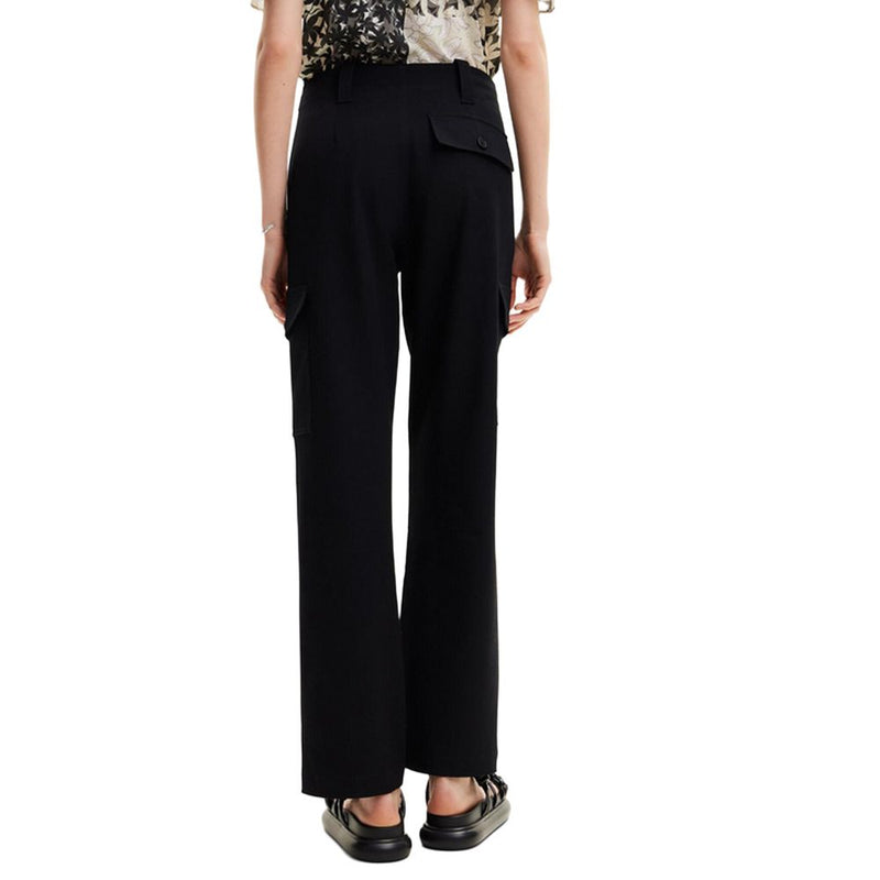 Black Polyester Cropped Pants