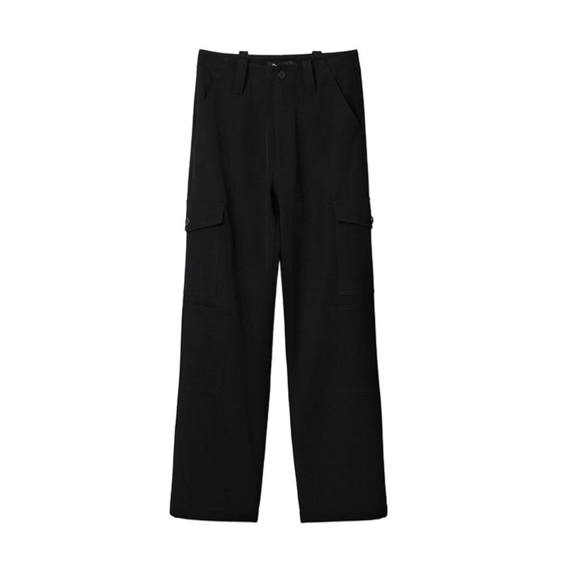 Black Polyester Cropped Pants