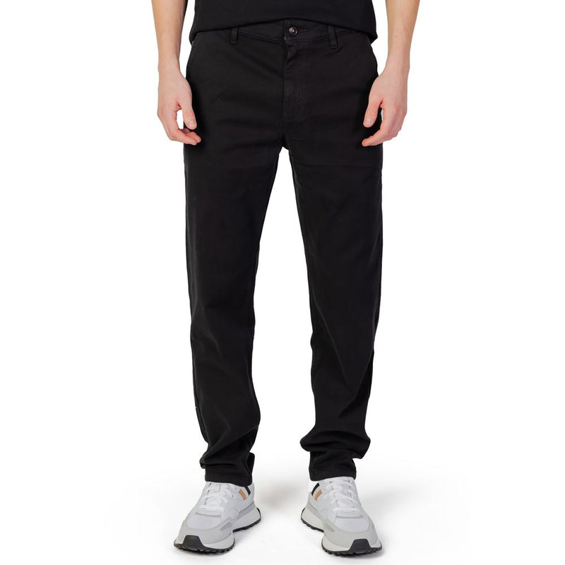 Black Cotton Chino Pants