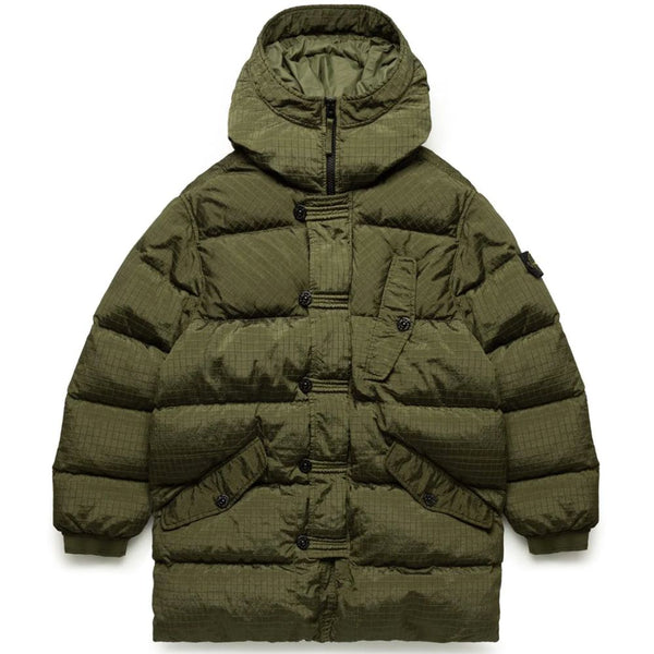Green Nylon Men Parka