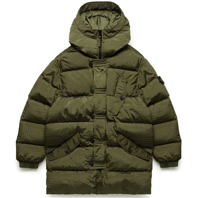 Green Nylon Men Parka