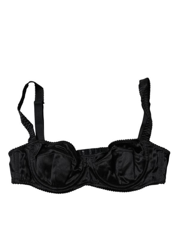 Black Silk Stretch Balconette Brassiere Underwear