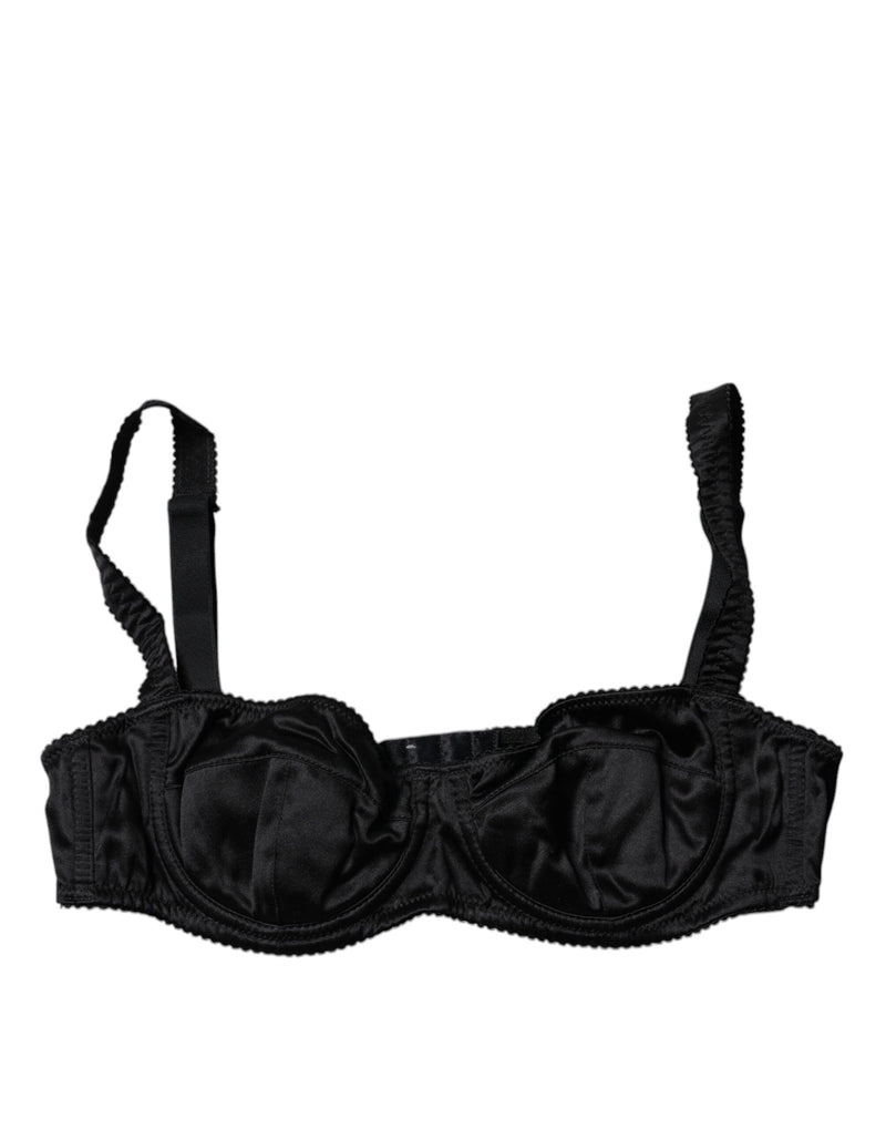 Black Silk Stretch Balconette Brassiere Underwear