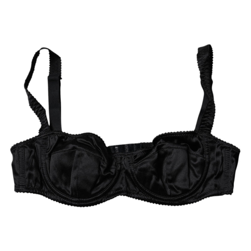Black Silk Stretch Balconette Brassiere Underwear