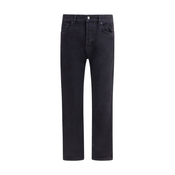 Black Cotton Straight-Leg Jeans
