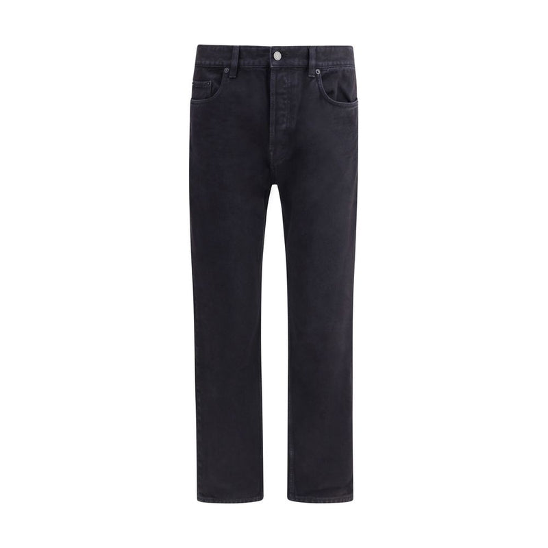 Black Cotton Straight-Leg Jeans