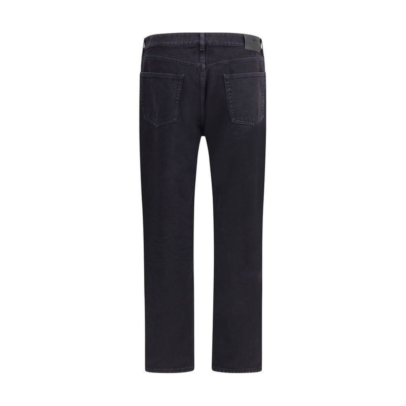 Black Cotton Straight-Leg Jeans
