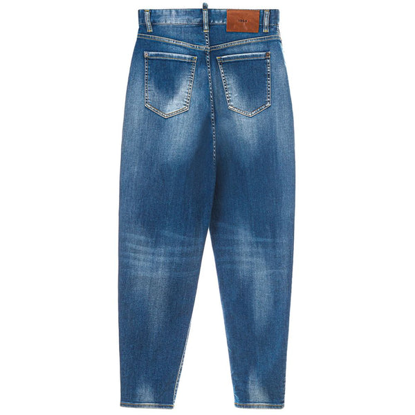 Blue Cotton High-Waisted Jean