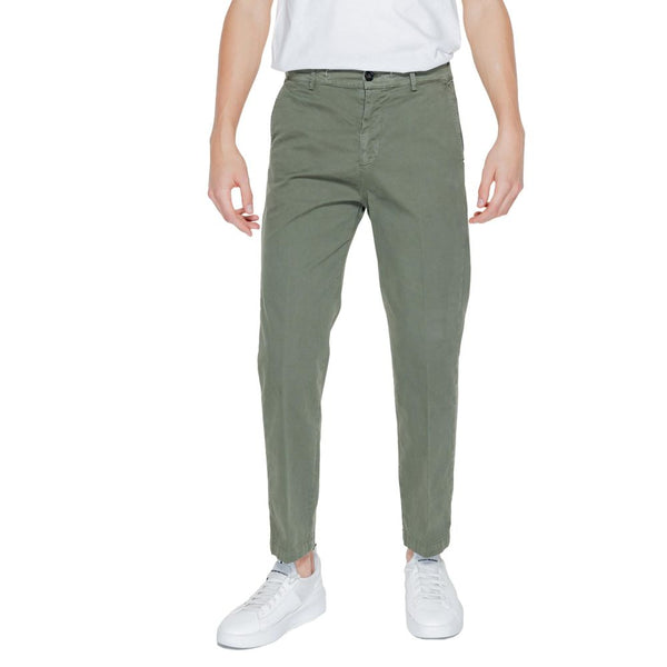 Green Cotton Casual Pants
