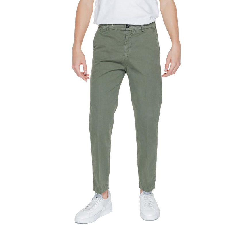 Green Cotton Casual Pants