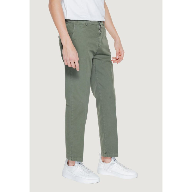 Green Cotton Casual Pants