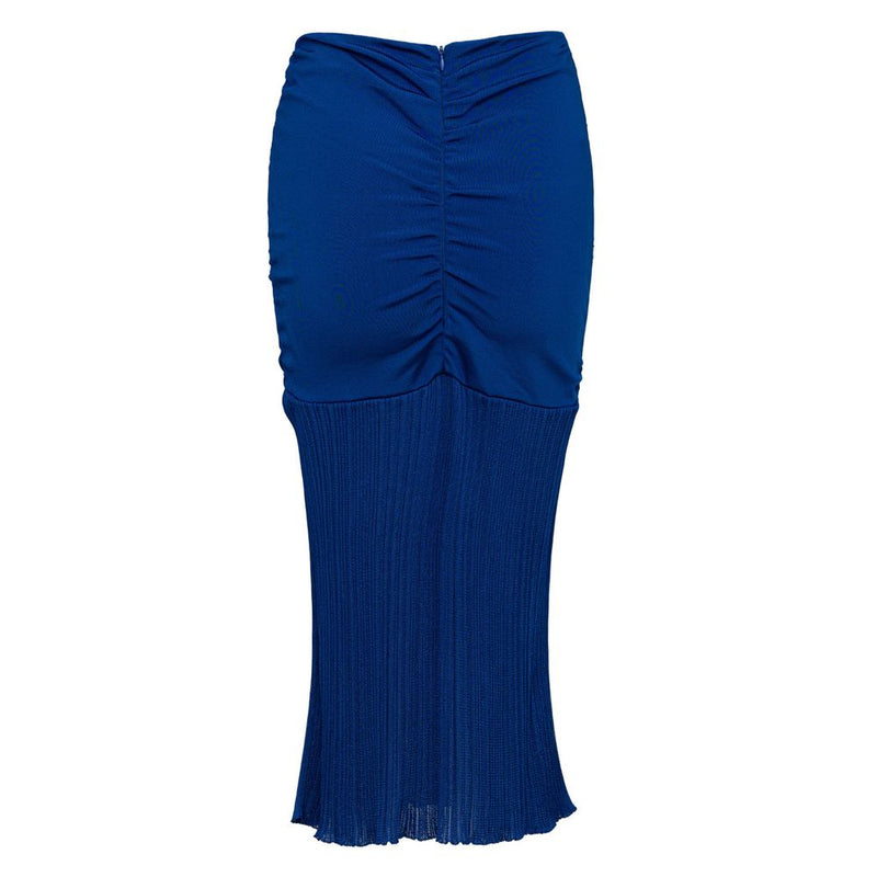 Blue Viscose Midi Skirt