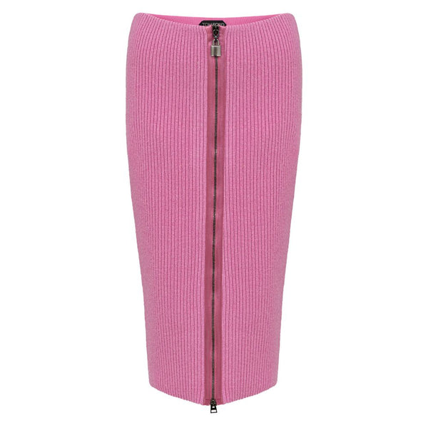 Pink Wool Midi Skirt