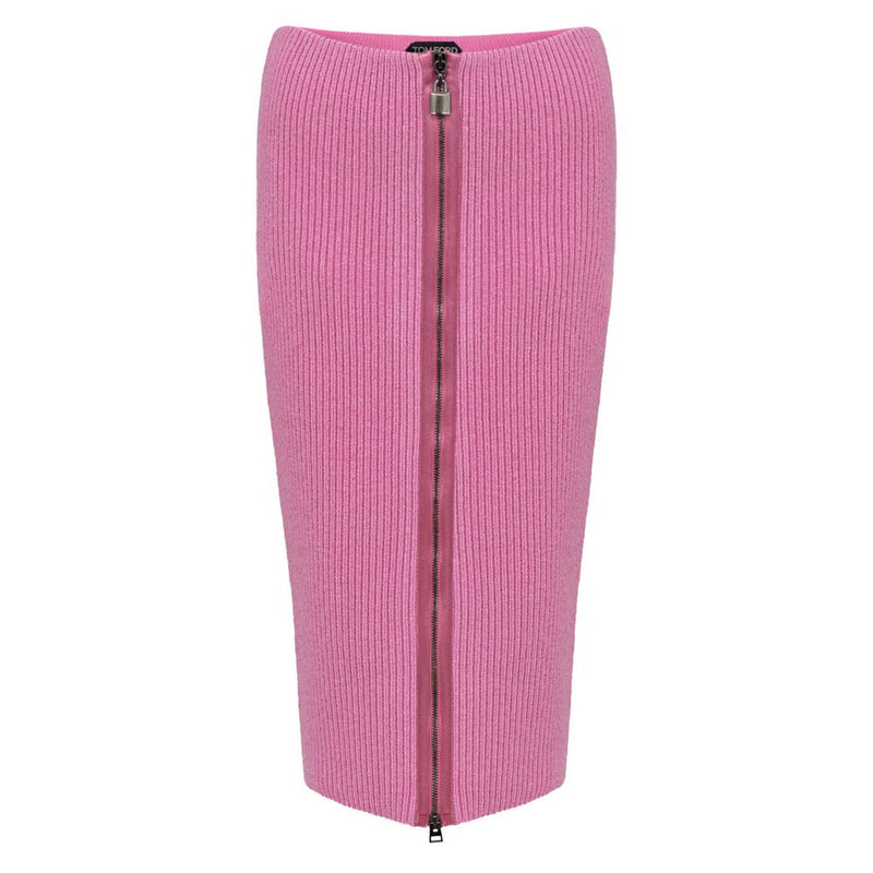 Pink Wool Midi Skirt