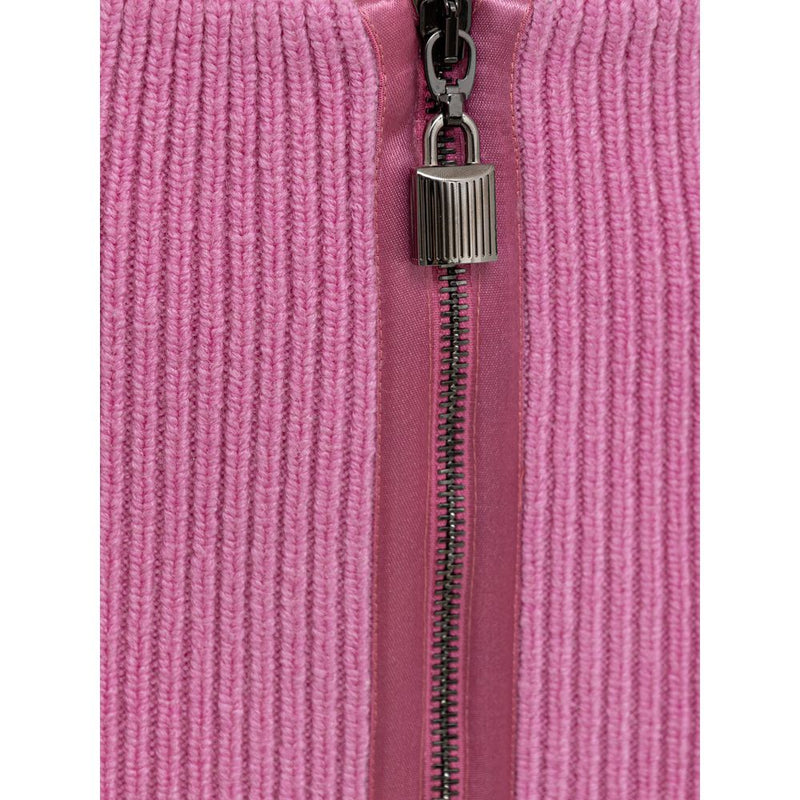 Pink Wool Midi Skirt