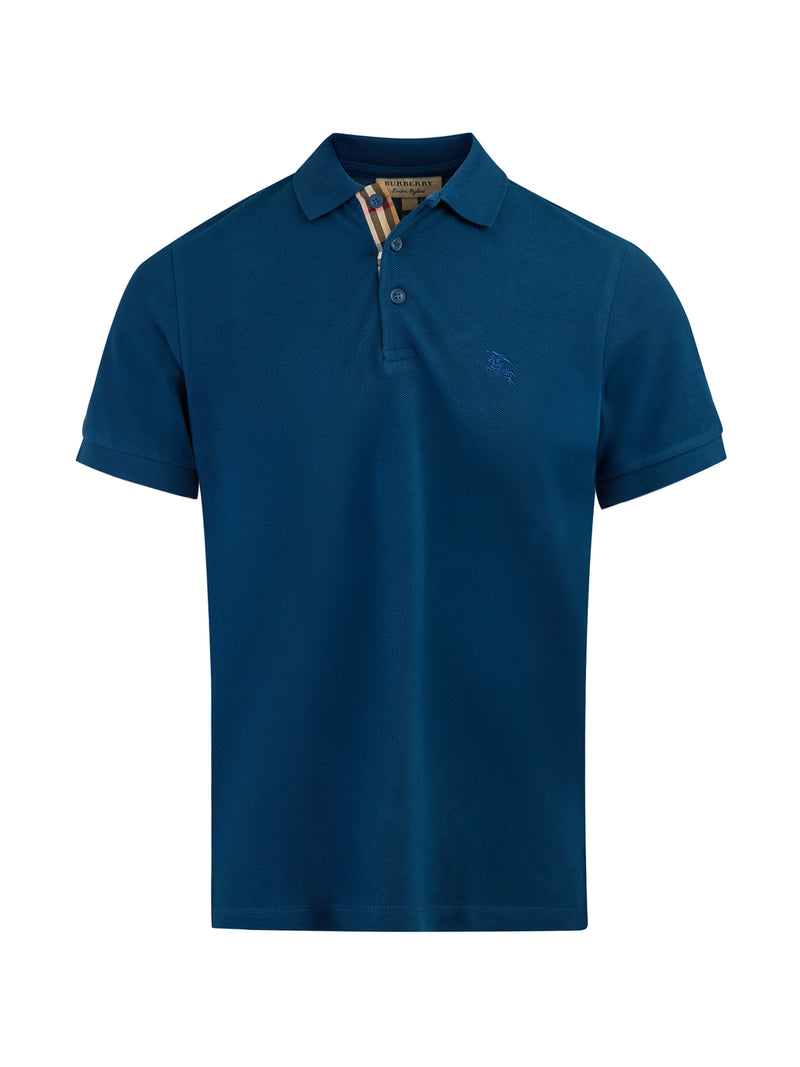 Deep Teal Blue Cotton Collared Polo Shirt