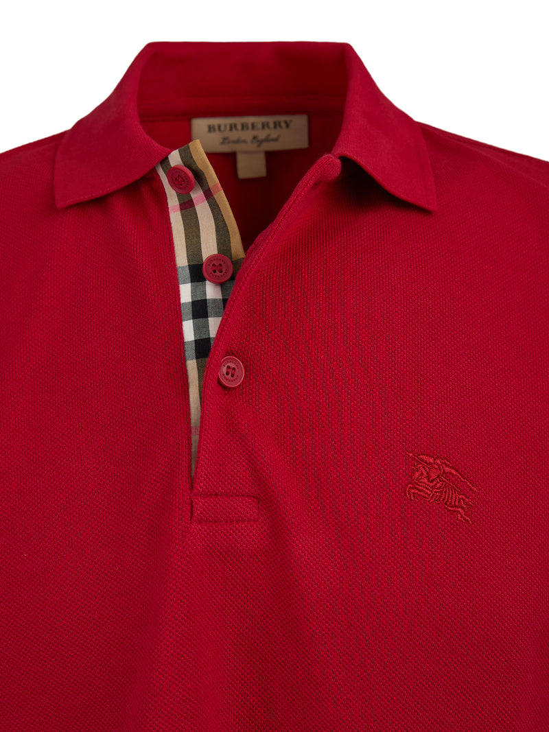 Red Cotton Collared Polo Shirt