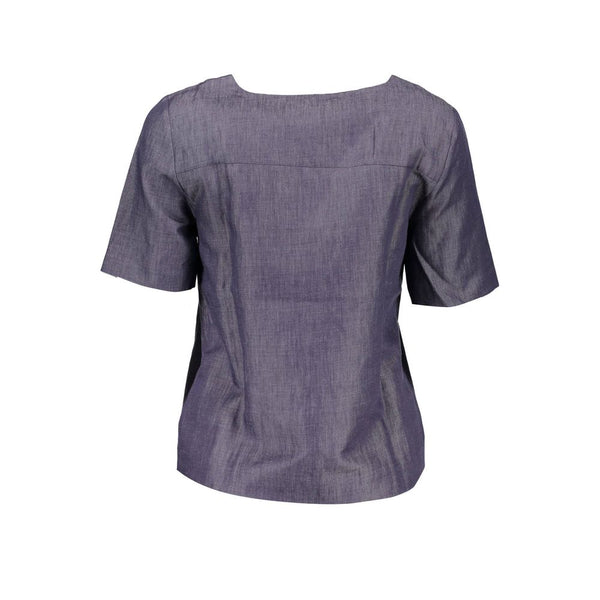 Blue Cotton Women T-Shirt