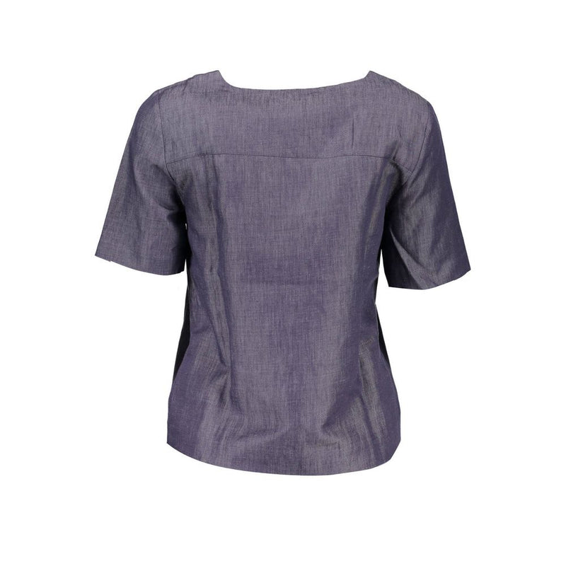 Blue Cotton Women T-Shirt