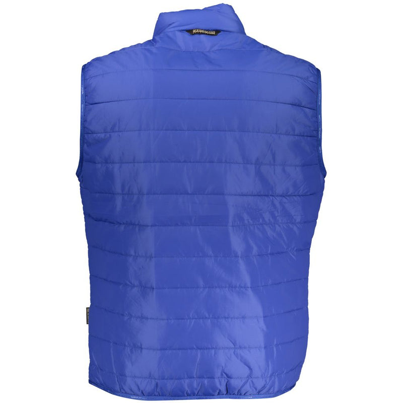 Blue Polyester Sleveless Jacket