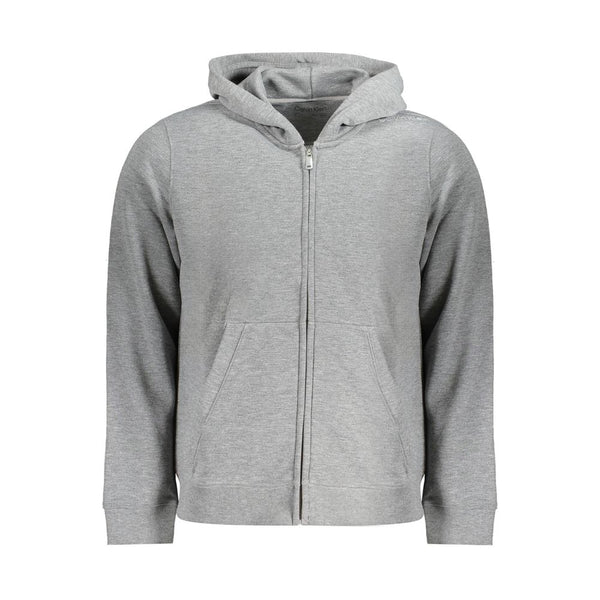 Gray Recycled Polyester Men Hoodie