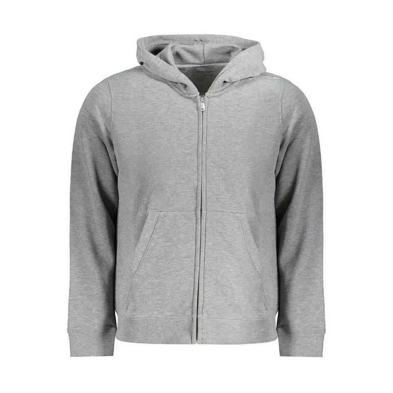 Gray Recycled Polyester Men Hoodie