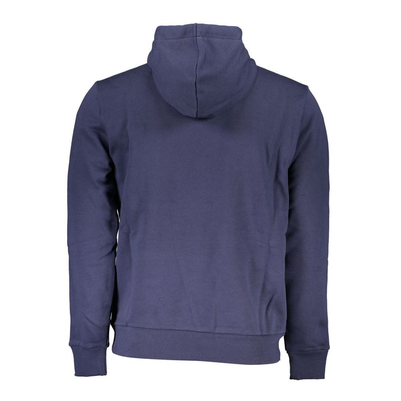 Blue Cotton Men Sweater with Hood