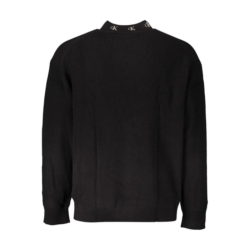 Black Cotton Men Sweater