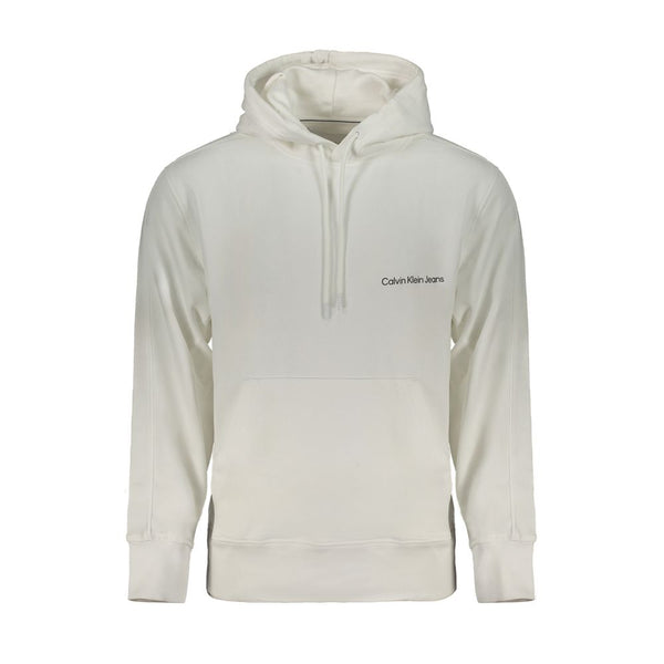 White Cotton Men Sweater with Hood