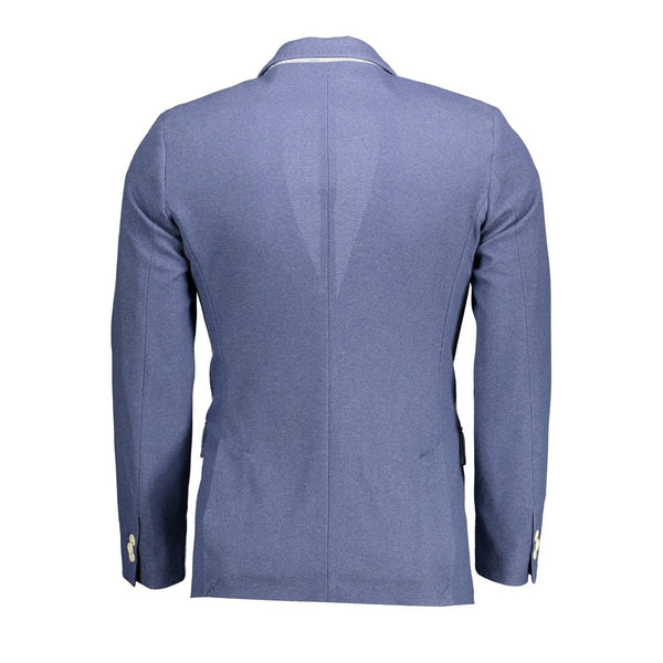 Blue Cotton Men Jacket