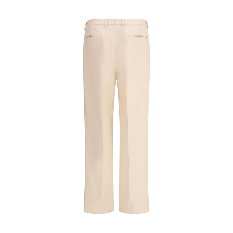 Cream Fleece Wool Dress Pants