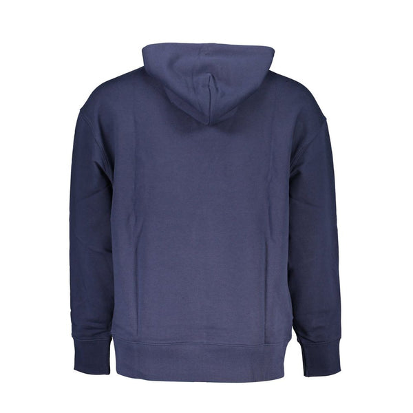 Blue Cotton Men Sweater with Hood