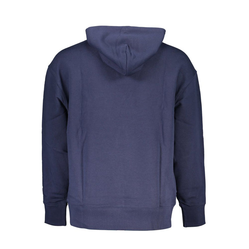 Blue Cotton Men Sweater with Hood