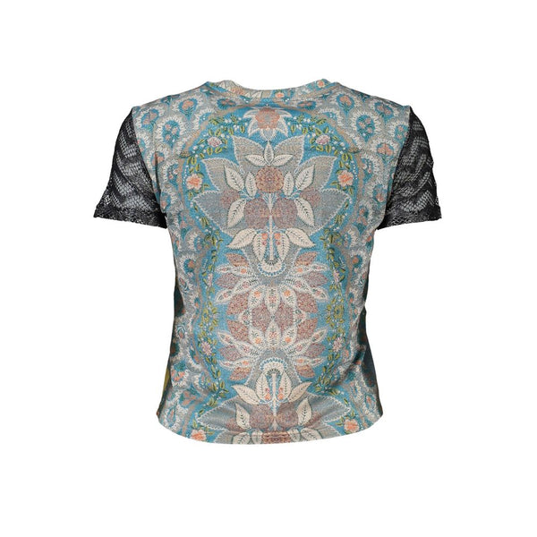 Blue Polyester Women T-Shirt