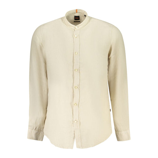 Beige Linen Men Shirt