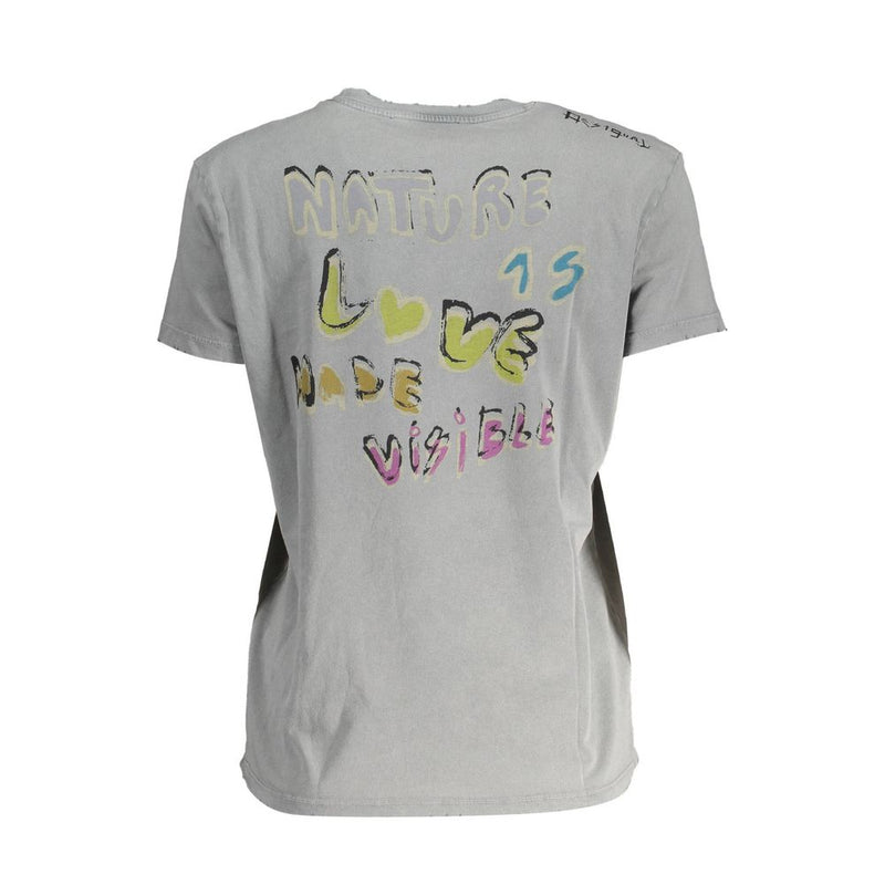 Gray Cotton Women T-Shirt