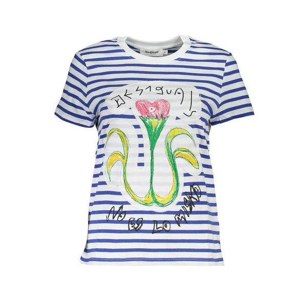 Blue Cotton Women T-Shirt