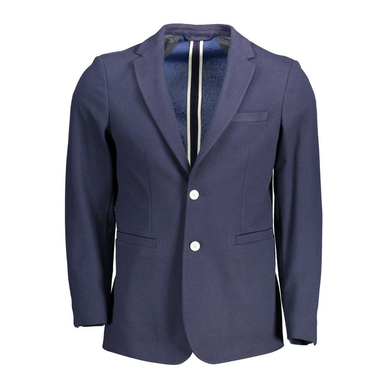 Blue Cotton Men Jacket