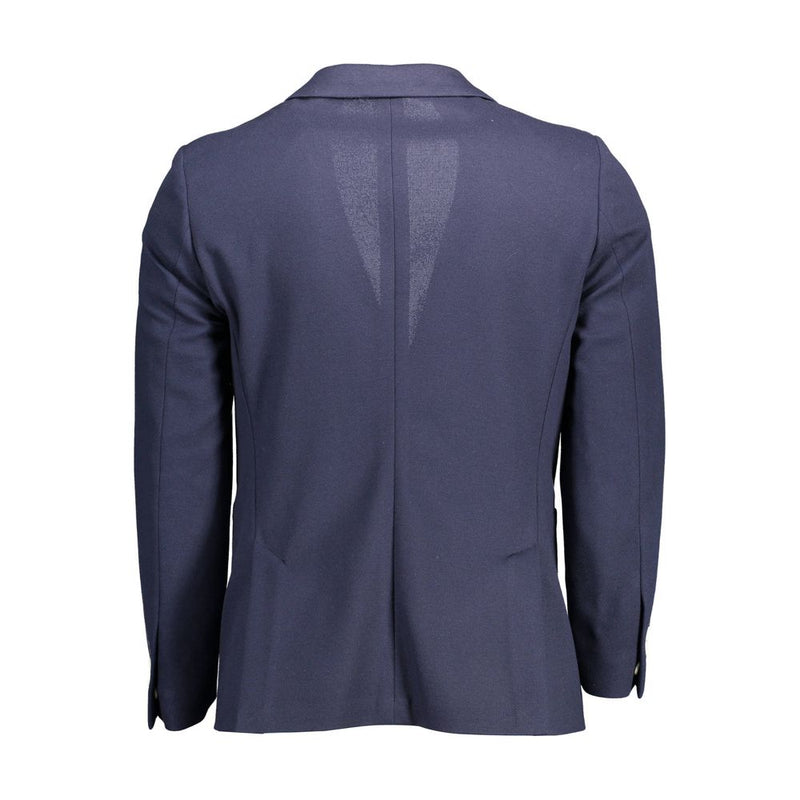 Blue Cotton Men Jacket