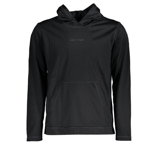 Black Polyester Men's Hooded Sweater
