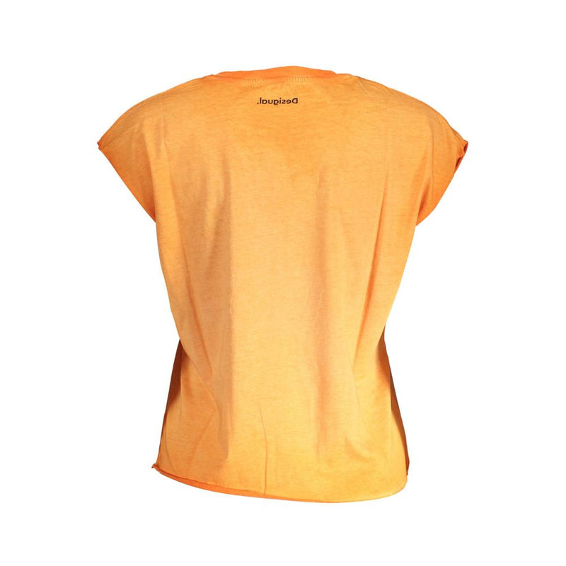 Orange Cotton Women T-Shirt