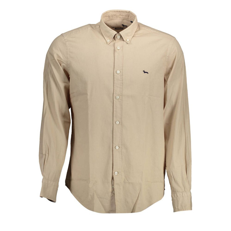 Beige Cotton Men Shirt