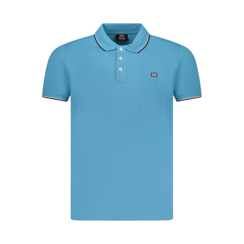 Blue Cotton Men Polo Shirt