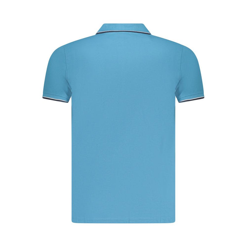 Blue Cotton Men Polo Shirt
