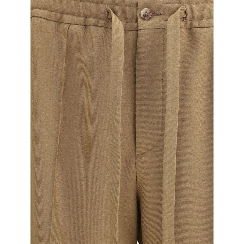 Brown Polyester Casual Pants