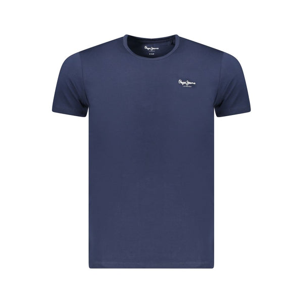 Blue Cotton Men T-Shirt