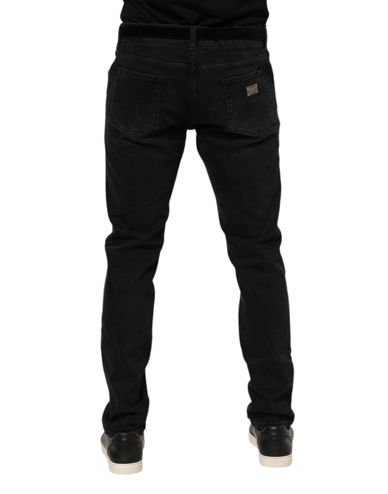 Black Cotton Logo Plaque Denim Jeans