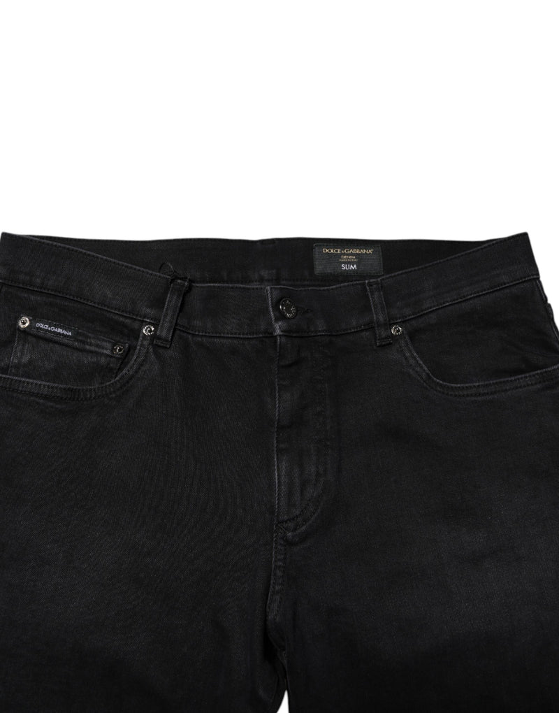 Black Cotton Logo Plaque Denim Jeans